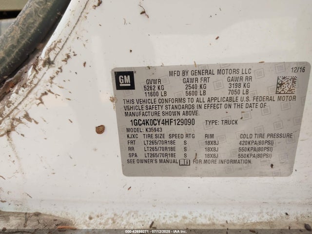 1GC4K0CY4HF129090 Chevrolet l5p - direct injection, duramax, gen 5, var 1