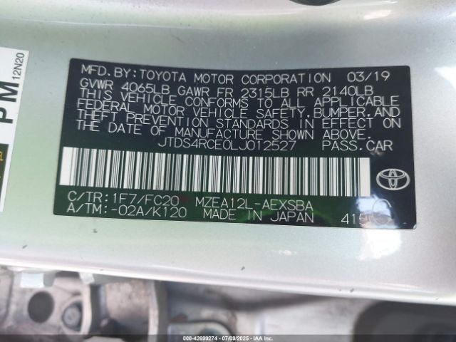 2020 TOYOTA COROLLA JTDS4RCE0LJ012527 Photo 8