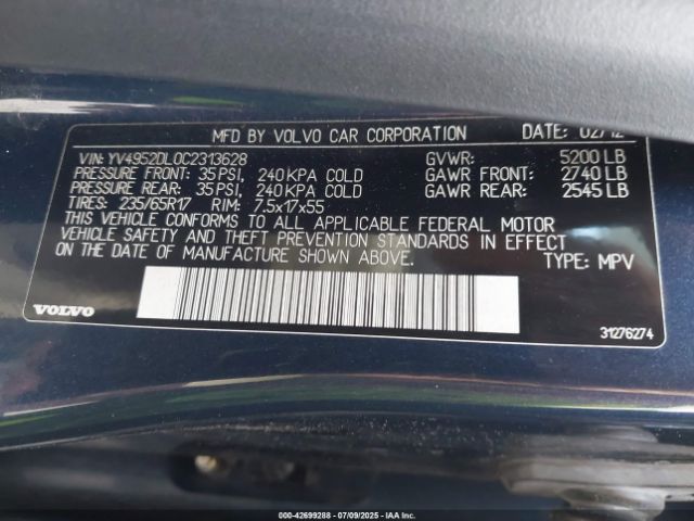 2012 VOLVO XC60 YV4952DL0C2313628 Photo 8