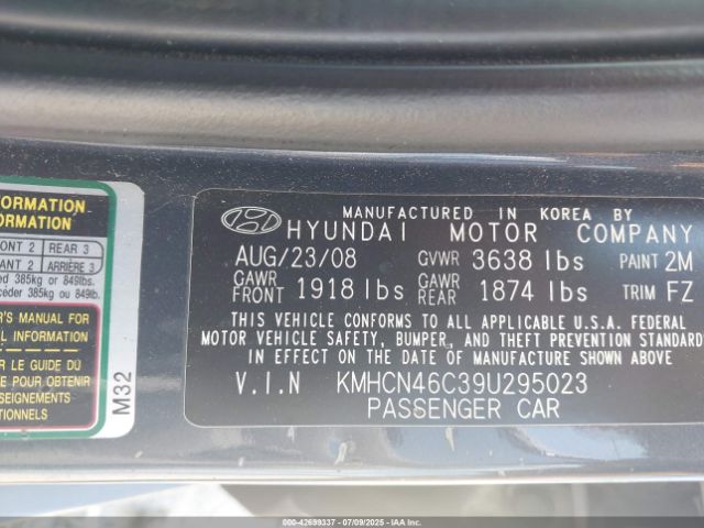2009 HYUNDAI ACCENT KMHCN46C39U295023 Photo 8