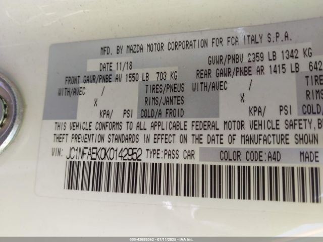 2019 FIAT 124 SPIDER JC1NFAEK0K0142952 Photo 8