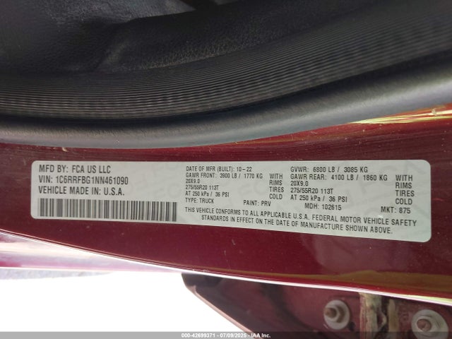 1C6RRFBG1NN461090 RAM 1500
