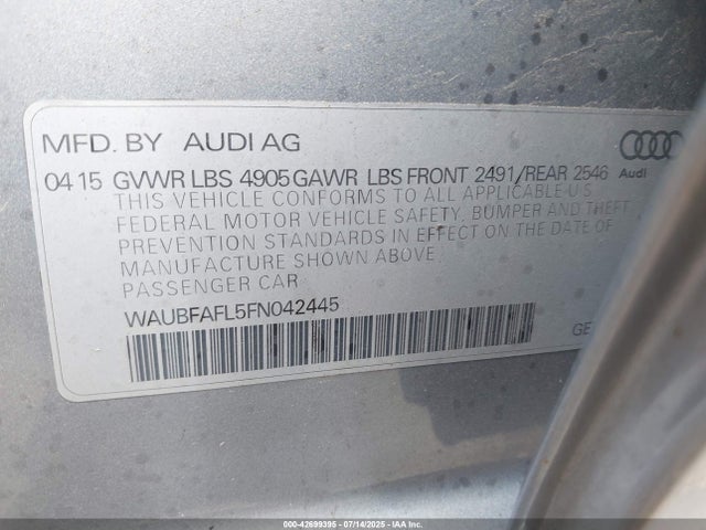 WAUBFAFL5FN042445 Audi flex fuel capable engine