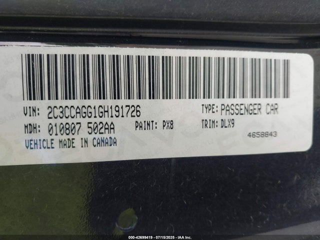 2C3CCAGG1GH191726 Chrysler 2016