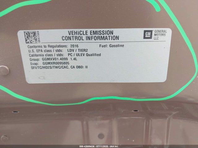 KL4CJGSB7GB657369 Buick luv - vvt, alum gme e85 max