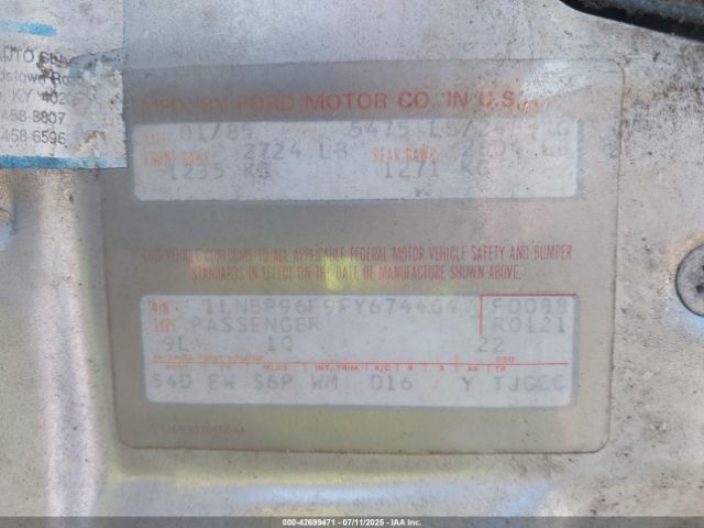 1985 LINCOLN TOWN CAR 1LNBP96F9FY674464 Photo 8