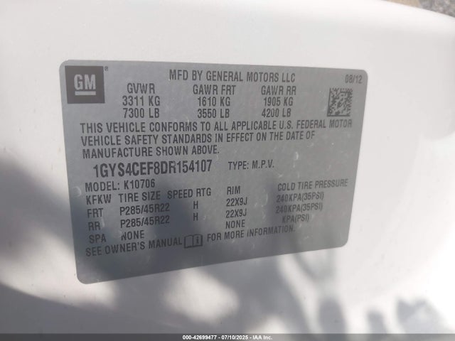 2013 CADILLAC ESCALADE 1GYS4CEF8DR154107 Photo 8