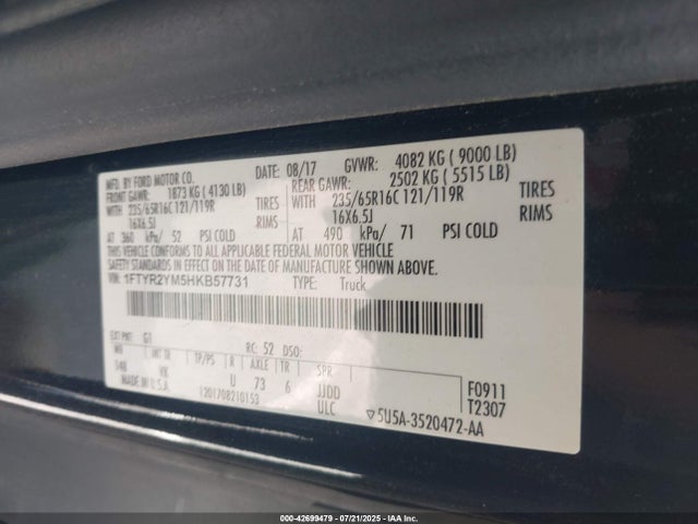 Ford 2017 2017 1FTYR2YM5HKB57731 Image 9