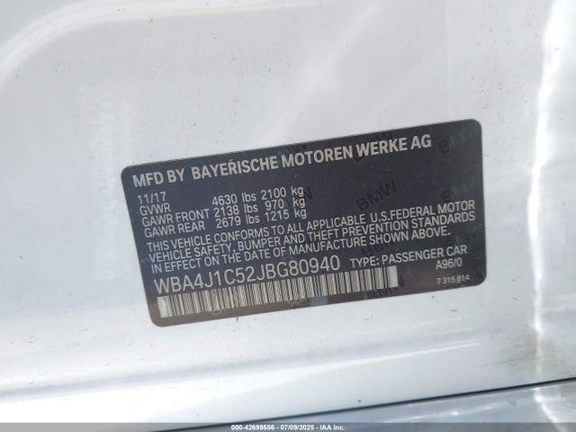 BMW 430I 2018 WBA4J1C52JBG80940 Image 9