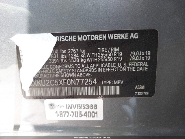 5UXKU2C5XF0N77254 BMW X6