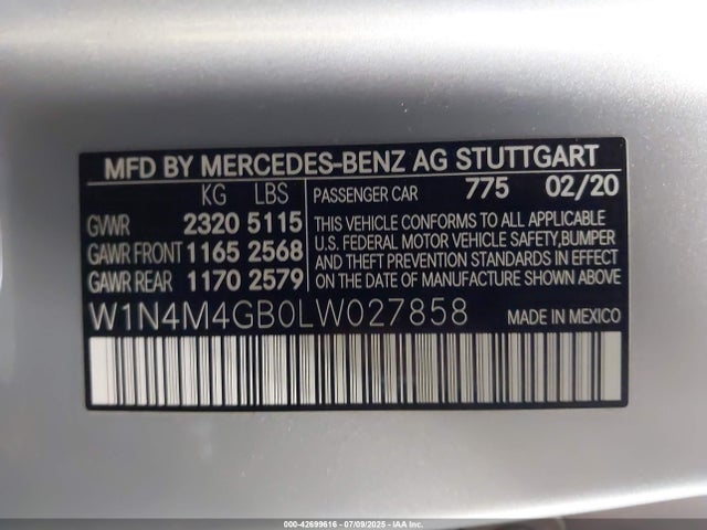 W1N4M4GB0LW027858 Mercedes-Benz m260