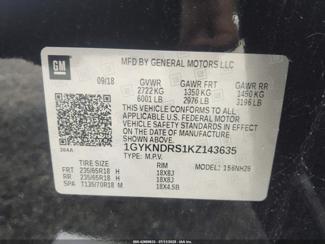 2019 CADILLAC XT5 1GYKNDRS1KZ143635 Photo 8