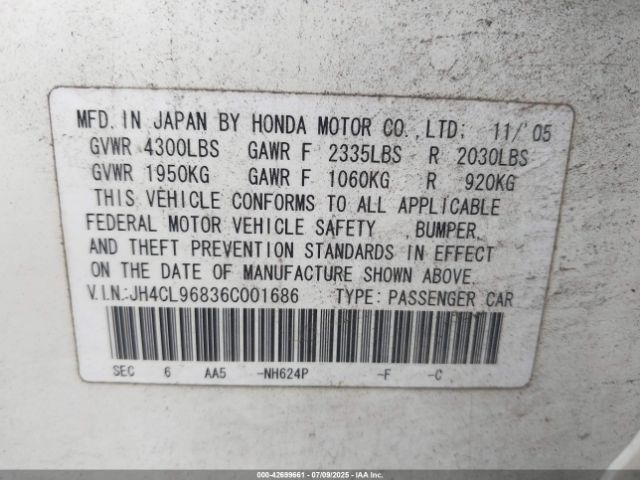 2006 ACURA TSX JH4CL96836C001686 Photo 8