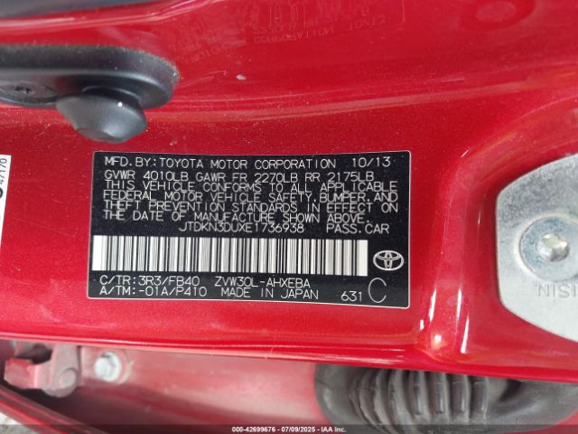 2014 TOYOTA PRIUS JTDKN3DUXE1736938 Photo 8