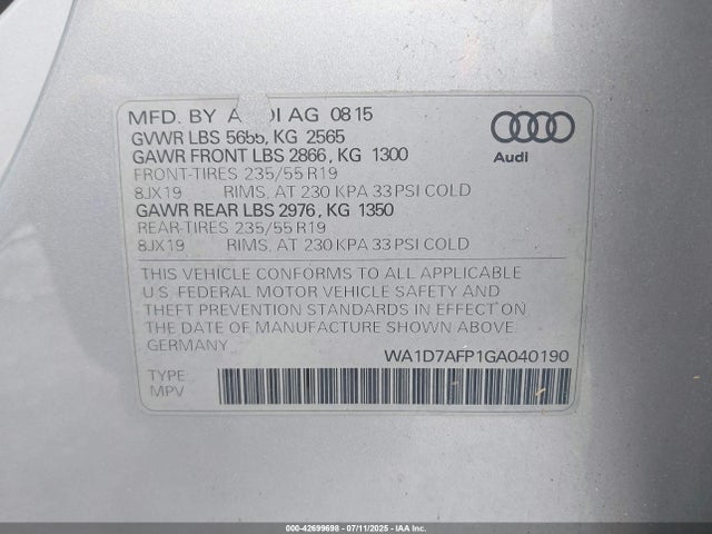 2016 AUDI Q5 WA1D7AFP1GA040190 Photo 8