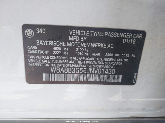 2018 BMW 340I WBA8B3G56JNV01430 Photo 8