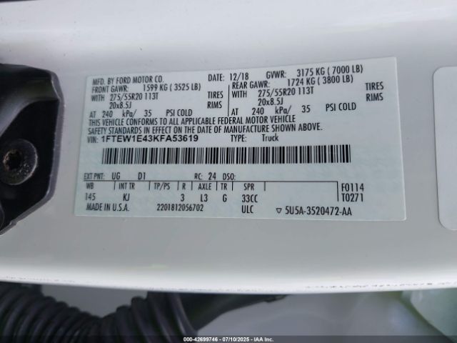 2019 FORD F-150 1FTEW1E43KFA53619 Photo 8