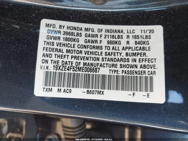 19XZE4F52ME006687 Honda leb6