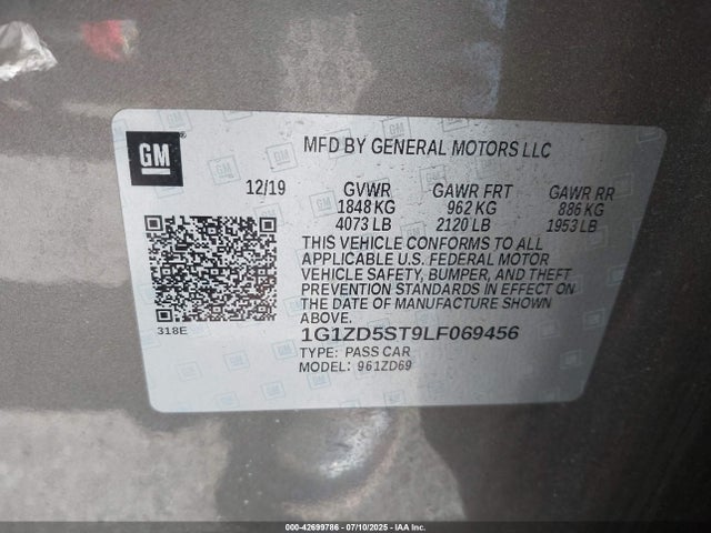 Chevrolet lfv - direct injection, variable valve timing, gen 1 2020 1G1ZD5ST9LF069456 Image 9