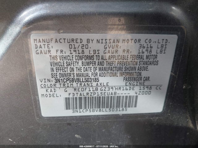 3N1CP5BV8LL503185 Nissan 2020