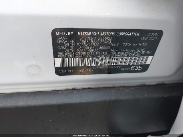 2022 MITSUBISHI OUTLANDER JA4J4VA87NZ007700 Photo 8