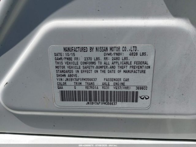 2015 INFINITI Q50 JN1BV7AP1FM356637 Photo 8