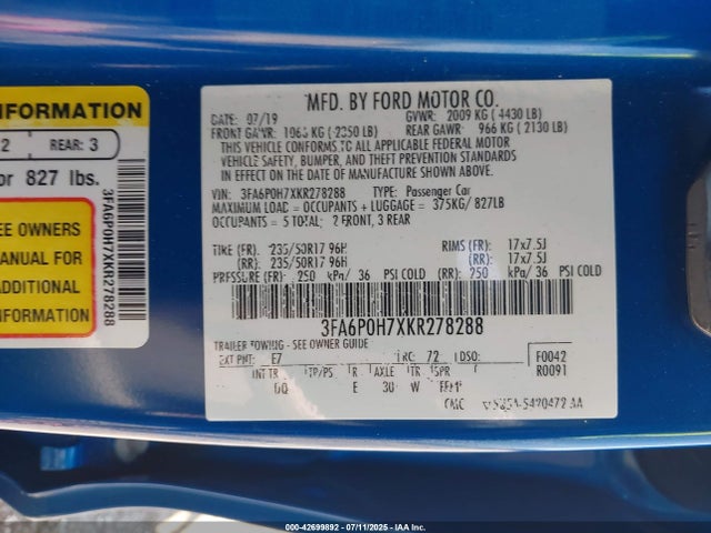 Ford 2019 2019 3FA6P0H7XKR278288 Image 9