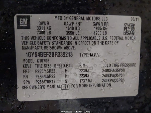 2011 CADILLAC ESCALADE 1GYS4BEF2BR339213 Photo 8
