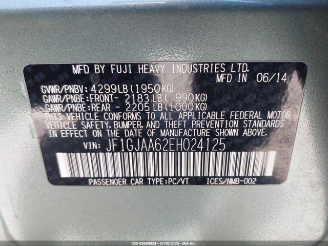 JF1GJAA62EH024125 Subaru Impreza