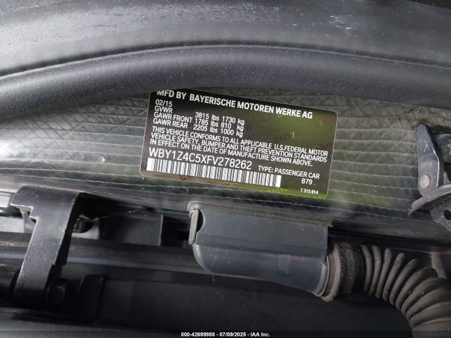 WBY1Z4C5XFV278262 BMW 2015