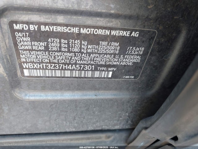 WBXHT3Z37H4A57301 BMW 2017