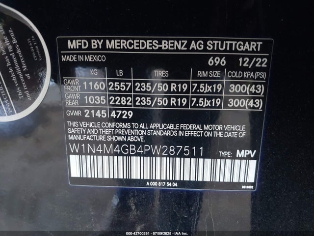 W1N4M4GB4PW287511 Mercedes-Benz m260