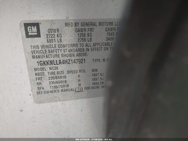 1GKKNLLA4HZ147921 GMC lcv - sidi: spark ignited direct injection, vvt: variable valve timing, dcvcp, e85 max, e0-e100, alum