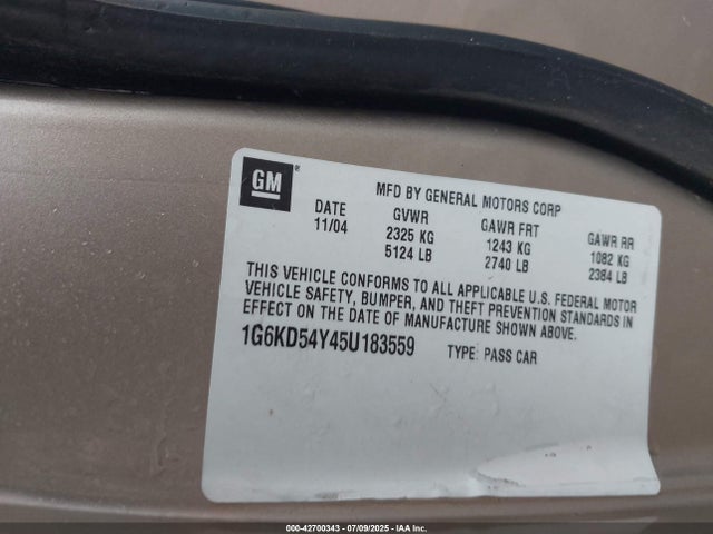 2005 CADILLAC DEVILLE 1G6KD54Y45U183559 Photo 8