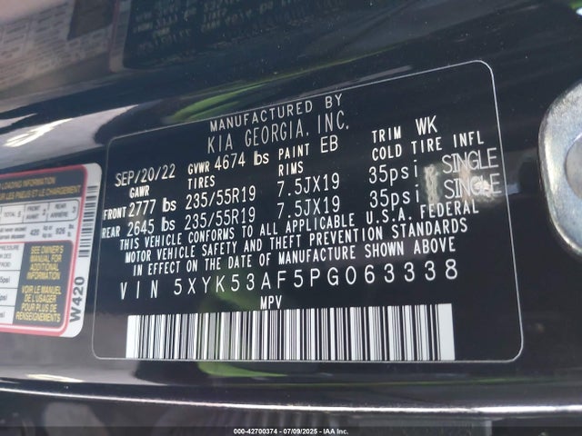KIA gdi theta iii 2023 5XYK53AF5PG063338 Image 9