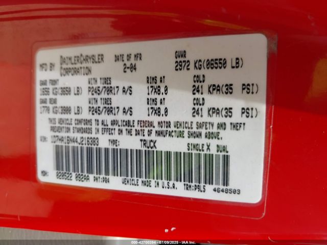 2004 DODGE RAM 1500 1D7HA16N44J216383 Photo 8