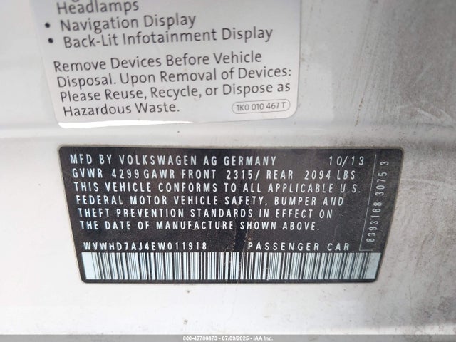Volkswagen GTI 2014 WVWHD7AJ4EW011918 Image 9