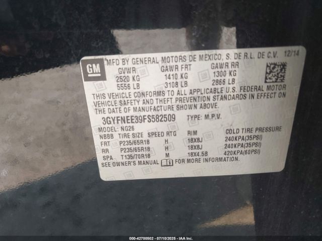 2015 CADILLAC SRX 3GYFNEE39FS582509 Photo 8