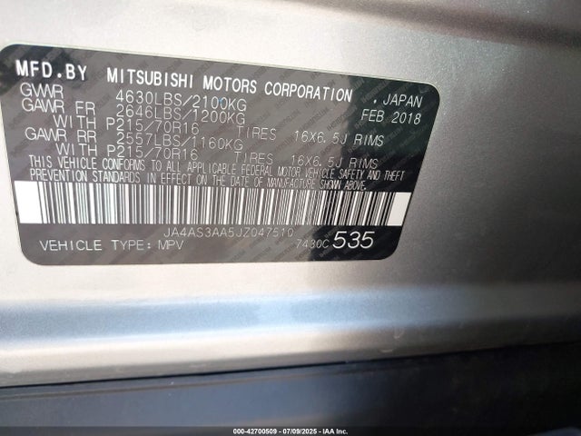 2018 MITSUBISHI ECLIPSE CROSS JA4AS3AA5JZ047510 Photo 8