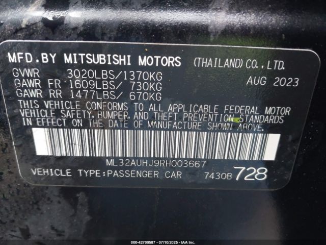 2024 MITSUBISHI MIRAGE ML32AUHJ9RH003667 Photo 8