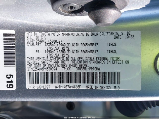 3TMCZ5AN0PM538974 Toyota 2gr-fks