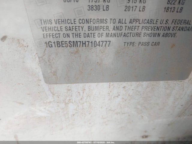1G1BE5SM7H7104777 Chevrolet le2 -di: direct injection, vvt: variable valve timing, gen, alum