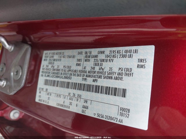 Lincoln 2.0l ecoboost 2019 5LMCJ2C98KUL08053 Image 9