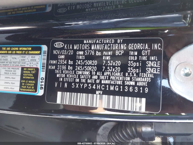 5XYP54HC1MG136319 KIA kmc gdi lambda-ii