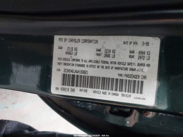 1998 CHRYSLER CONCORDE 2C3HD46JXWH183821 Photo 8