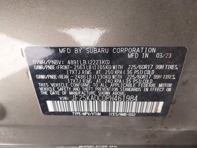 Subaru na u5 2023 JF2SKADC0PH461984 Image 9