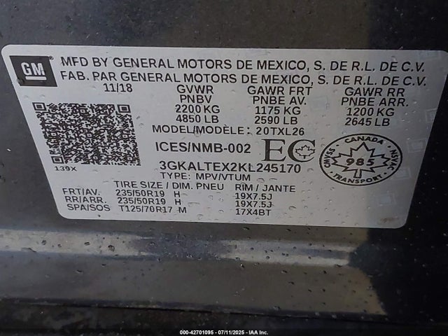 3GKALTEX2KL245170 GMC ltg - spark ignited direct injection, alum dohc, vvt, dcvcp turbo, e0-e100, alum