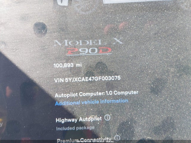 5YJXCAE47GF003075 Tesla MODEL X