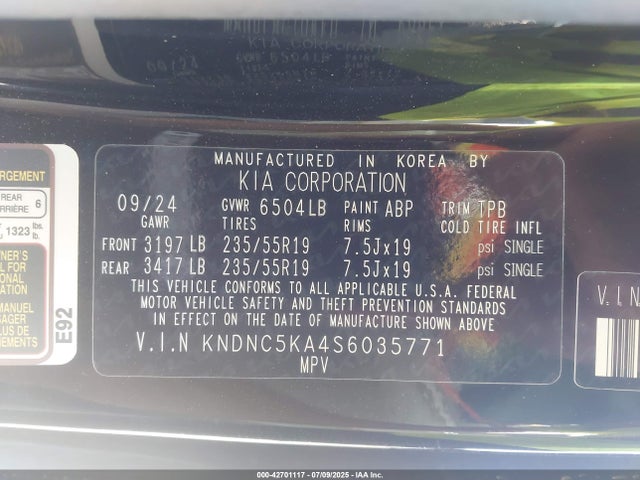 KNDNC5KA4S6035771 KIA Carnival Mpv Hybrid Ex