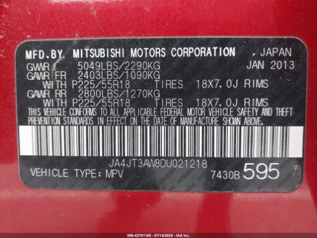 2013 MITSUBISHI OUTLANDER JA4JT3AW8DU021218 Photo 8